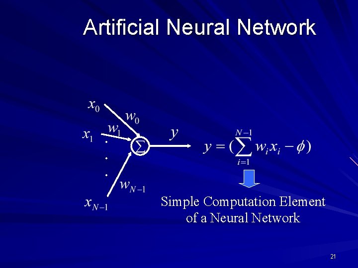 Artificial Neural Network . . . Simple Computation Element of a Neural Network 21