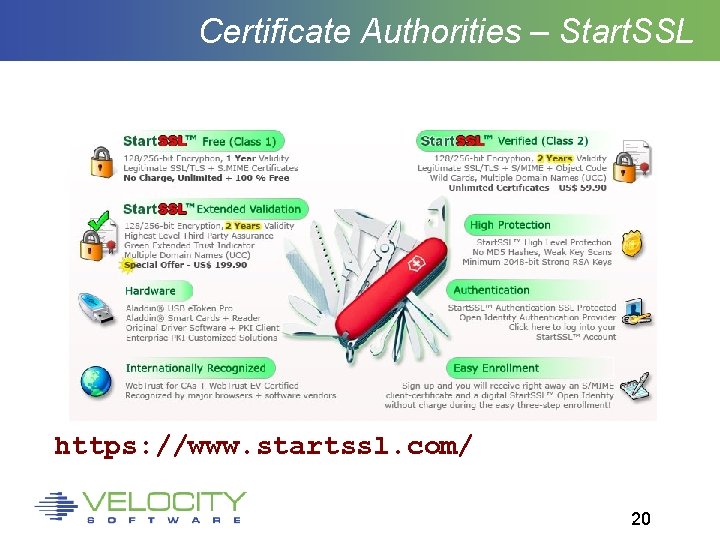 Certificate Authorities – Start. SSL https: //www. startssl. com/ 20 