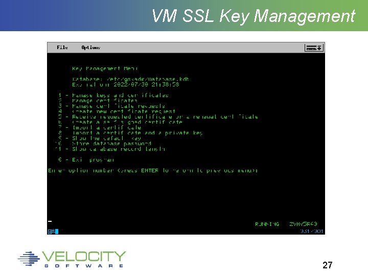 VM SSL Key Management 27 