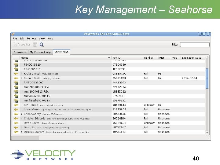 Key Management – Seahorse 40 