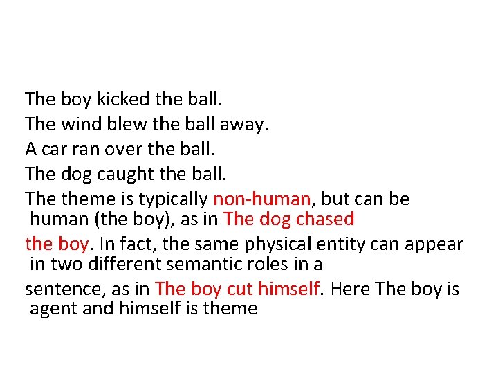 The boy kicked the ball. The wind blew the ball away. A car ran The boy kicked the ball. The wind blew the ball away. A car ran