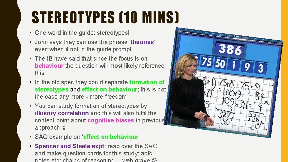 STEREOTYPES (10 MINS) • One word in the guide: stereotypes! • John says they