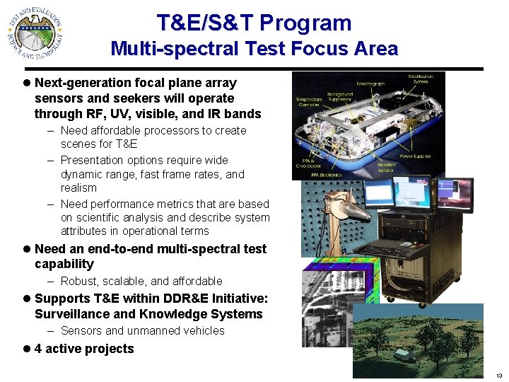 T&E/S&T Program Multi-spectral Test Focus Area l Next-generation focal plane array sensors and seekers