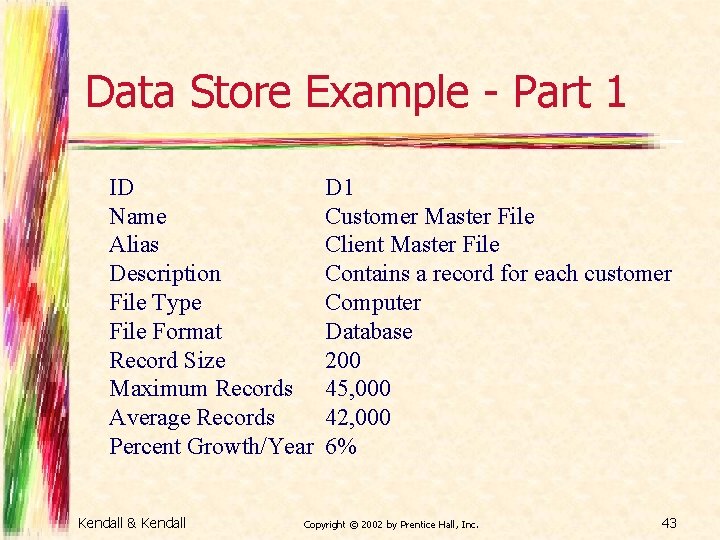 Data Store Example - Part 1 ID Name Alias Description File Type File Format