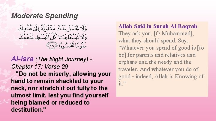 Moderate Spending Allah Said in Surah Al Baqrah They ask you, [O Muhammad], what
