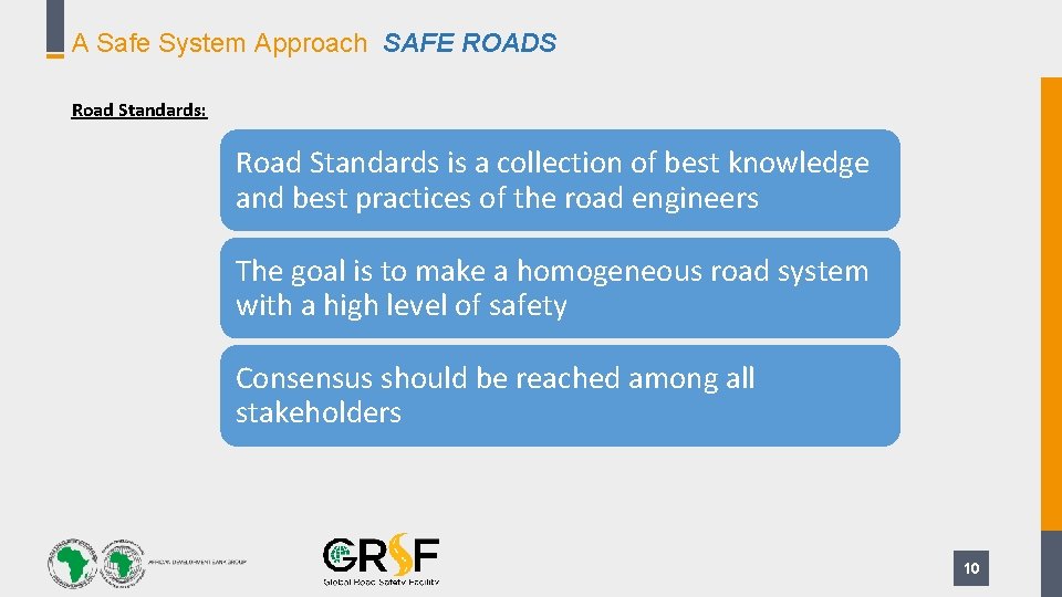 A Safe System Approach SAFE ROADS Road Standards: Road Standards is a collection of