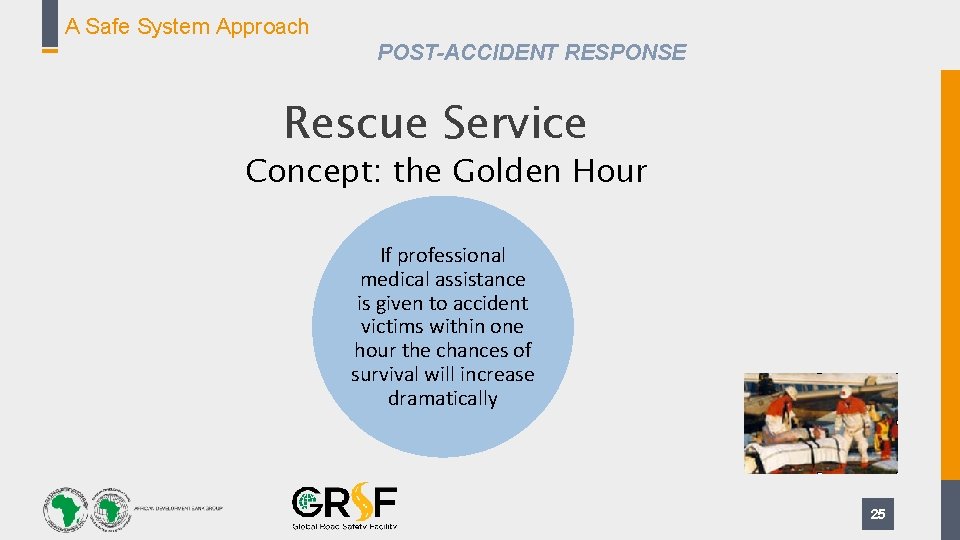 A Safe System Approach POST-ACCIDENT RESPONSE Rescue Service Concept: the Golden Hour If professional