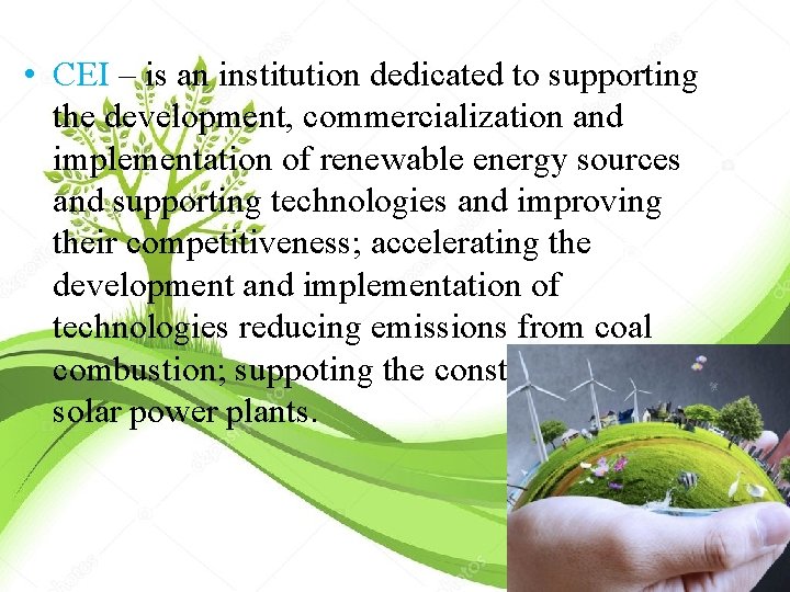  • CEI – is an institution dedicated to supporting the development, commercialization and