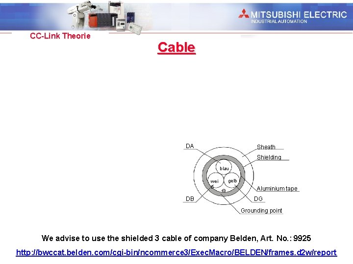 Industrial Automation CC-Link Theorie Cable DA Sheath Shielding blau wei ß DB gelb Aluminium