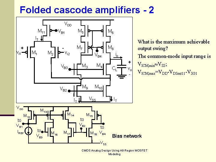 Folded cascode amplifiers - 2 VDD M 11 M 5 VB 1 M 6