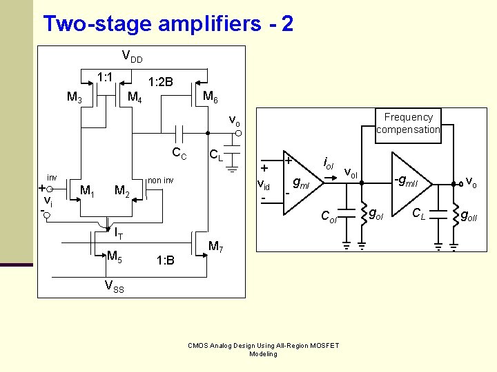 Two-stage amplifiers - 2 VDD 1: 1 1: 2 B M 3 M 6