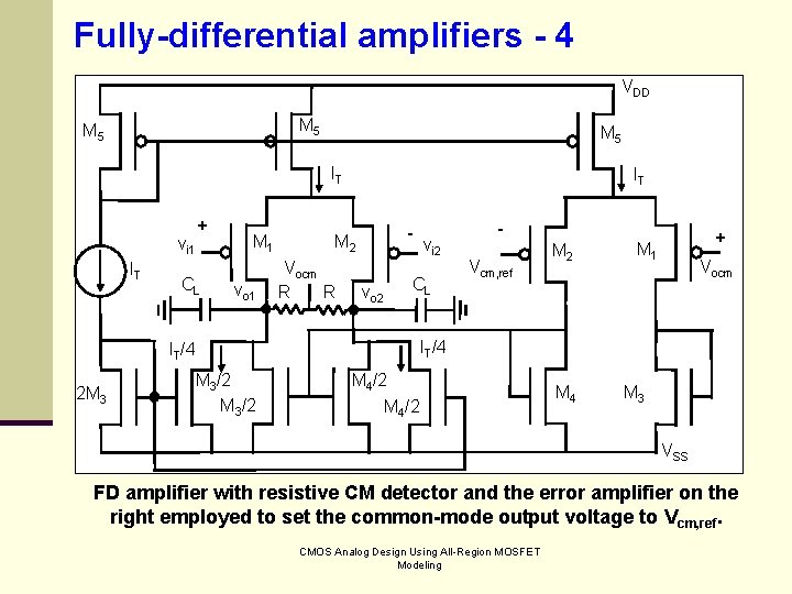 Fully-differential amplifiers - 4 VDD M 5 M 5 IT + vi 1 IT