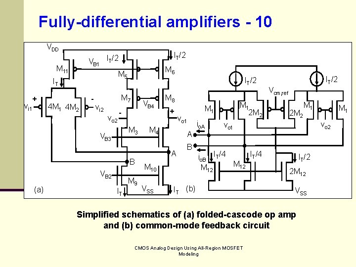 Fully-differential amplifiers - 10 VDD M 11 + M 6 M 5 IT vi