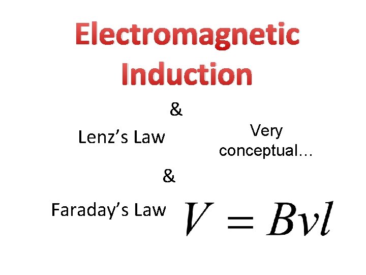 Electromagnetic Induction & Lenz’s Law & Faraday’s Law Very conceptual… 
