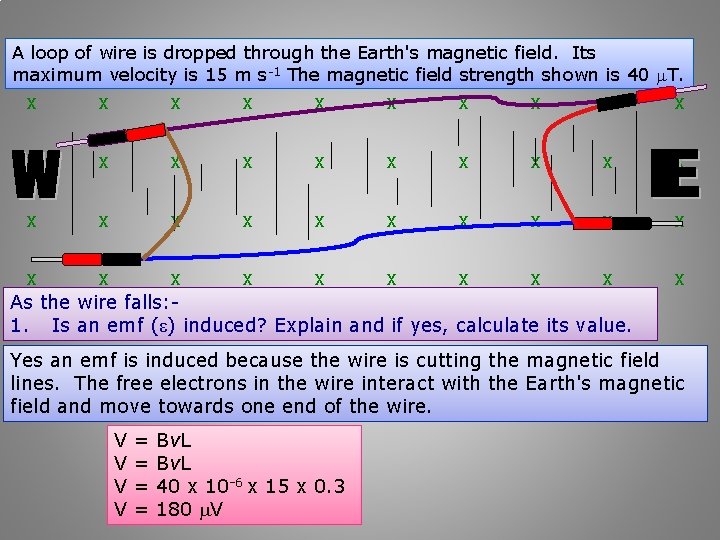 A loop of wire is dropped through the Earth's magnetic field. Its maximum velocity