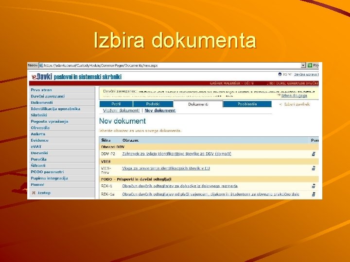 Izbira dokumenta 