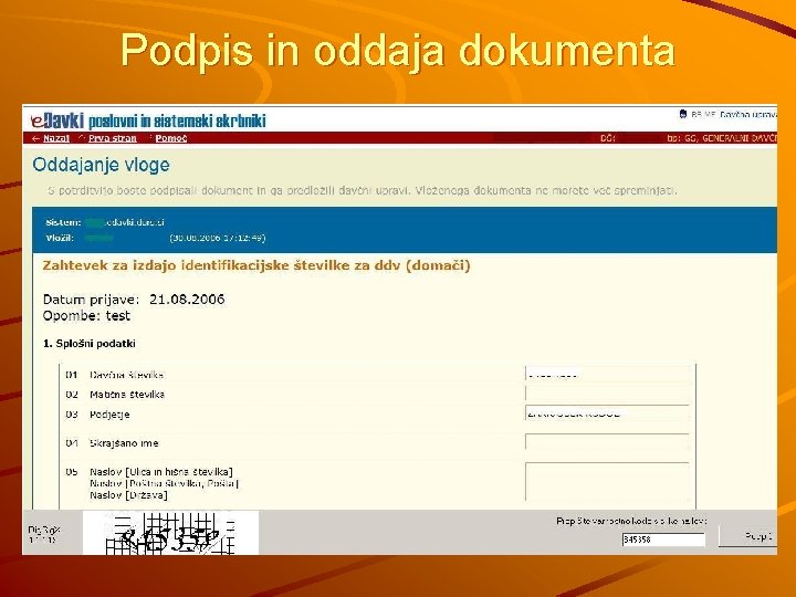 Podpis in oddaja dokumenta 