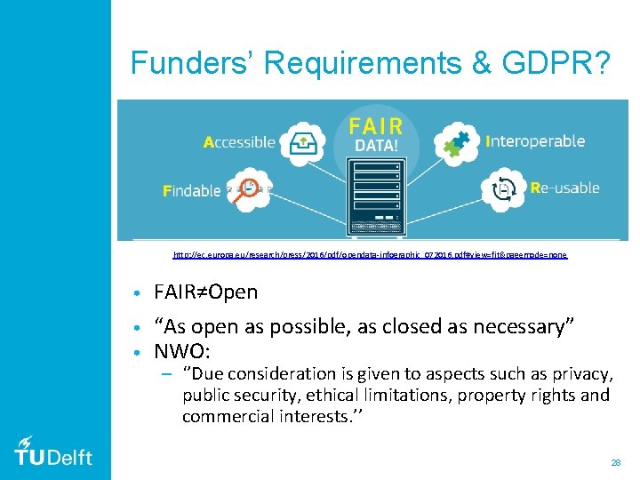 Funders’ Requirements & GDPR? http: //ec. europa. eu/research/press/2016/pdf/opendata-infographic_072016. pdf#view=fit&pagemode=none • • • FAIR≠Open “As Funders’ Requirements & GDPR? http: //ec. europa. eu/research/press/2016/pdf/opendata-infographic_072016. pdf#view=fit&pagemode=none • • • FAIR≠Open “As