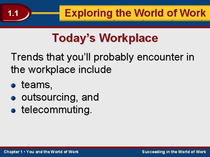 1. 1 Exploring the World of Work Today’s Workplace Trends that you’ll probably encounter