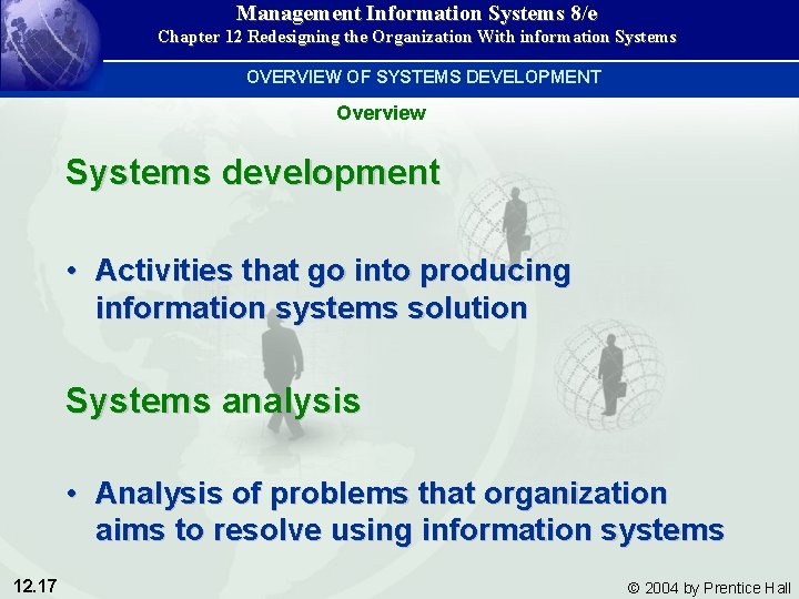 Management Information Systems 8/e Chapter 12 Redesigning the Organization With information Systems OVERVIEW OF