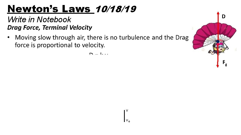 Newton’s Laws 10/18/19 Write in Notebook D • Fg v vo 