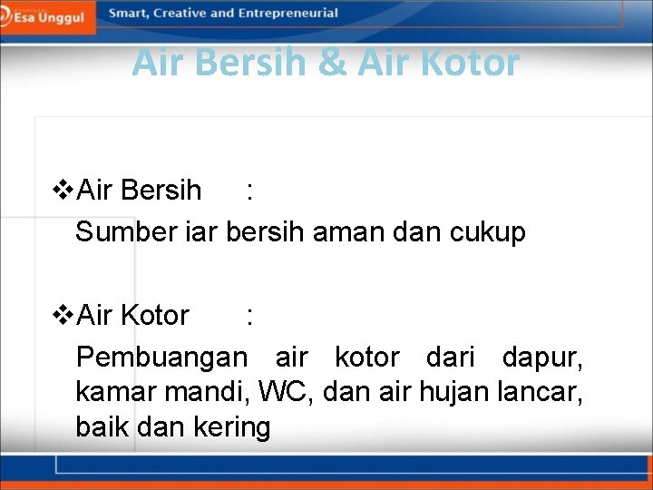 Air Bersih & Air Kotor v. Air Bersih : Sumber iar bersih aman dan