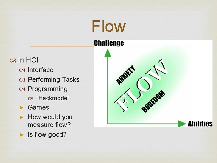 Flow In HCI Interface Performing Tasks Programming “Hackmode” Games ► How would you measure