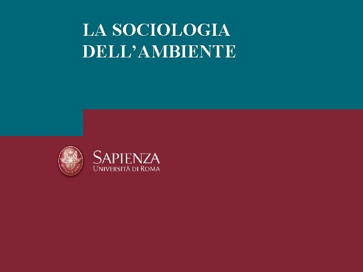 LA SOCIOLOGIA DELL’AMBIENTE 