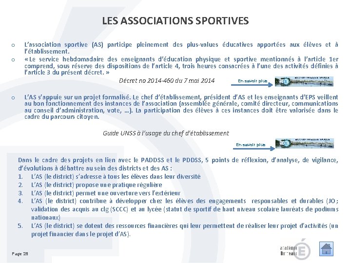 LES ASSOCIATIONS SPORTIVES o o o L’association sportive (AS) participe pleinement des plus-values éducatives LES ASSOCIATIONS SPORTIVES o o o L’association sportive (AS) participe pleinement des plus-values éducatives