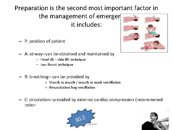 Preparation is the second most important factor in the management of emergencies. it includes: