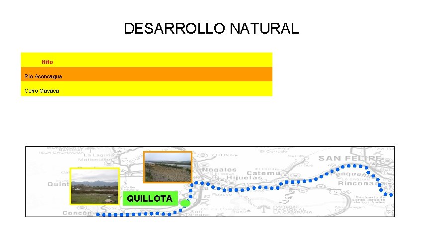 DESARROLLO NATURAL Hito Río Aconcagua Cerro Mayaca QUILLOTA 