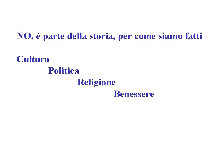 NO, è parte della storia, per come siamo fatti Cultura Politica Religione Benessere 