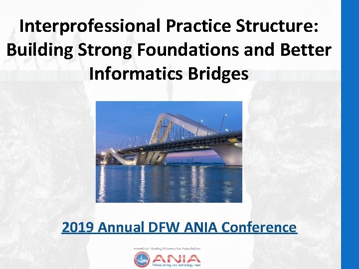 Interprofessional Practice Structure: Building Strong Foundations and Better Informatics Bridges 2019 Annual DFW ANIA