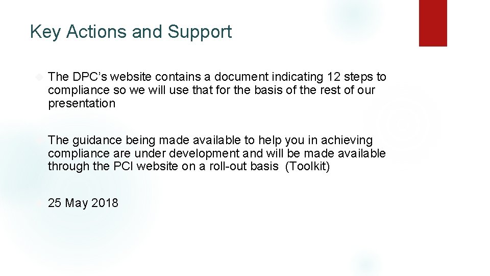 Key Actions and Support The DPC’s website contains a document indicating 12 steps to