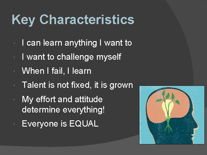 Key Characteristics I can learn anything I want to challenge myself When I fail, Key Characteristics I can learn anything I want to challenge myself When I fail,