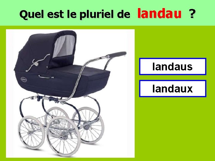 Quel est le pluriel de landau ? landaus landaux 