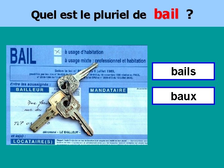 Quel est le pluriel de bail ? bails baux 