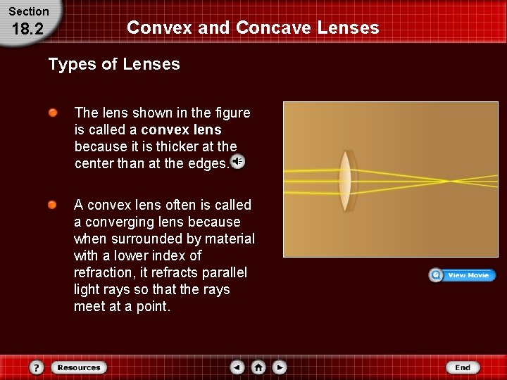 Section 18. 2 Convex and Concave Lenses Types of Lenses The lens shown in