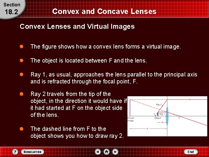 Section 18. 2 Convex and Concave Lenses Convex Lenses and Virtual Images The figure