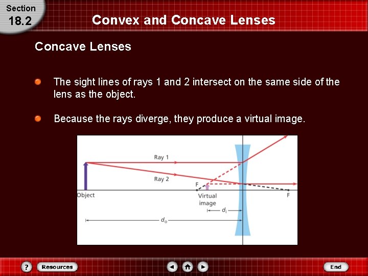 Section 18. 2 Convex and Concave Lenses The sight lines of rays 1 and