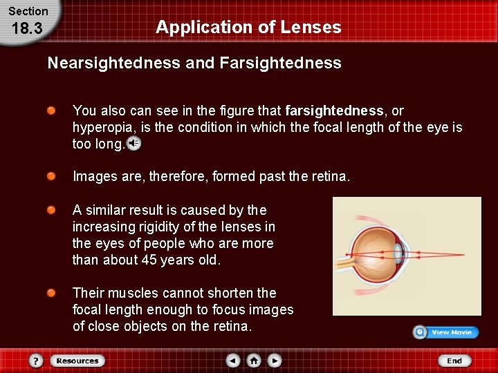 Section 18. 3 Application of Lenses Nearsightedness and Farsightedness You also can see in