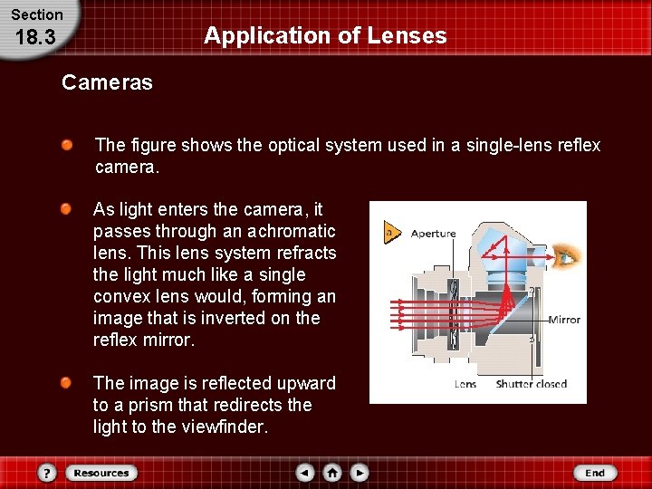 Section Application of Lenses 18. 3 Cameras The figure shows the optical system used