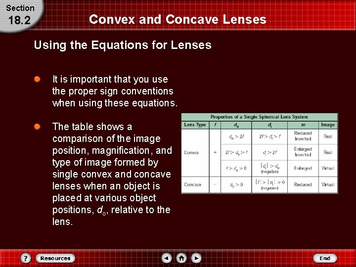 Section 18. 2 Convex and Concave Lenses Using the Equations for Lenses It is