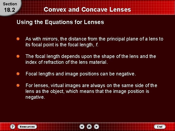 Section 18. 2 Convex and Concave Lenses Using the Equations for Lenses As with