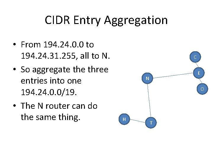 CIDR Entry Aggregation • From 194. 24. 0. 0 to 194. 24. 31. 255,