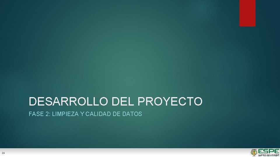 DESARROLLO DEL PROYECTO FASE 2: LIMPIEZA Y CALIDAD DE DATOS 24 