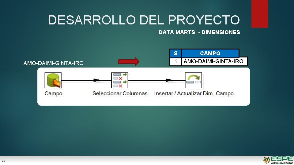 DESARROLLO DEL PROYECTO DATA MARTS - DIMENSIONES AMO-DAIMI-GINTA-IRO 29 S K 1 CAMPO AMO-DAIMI-GINTA-IRO