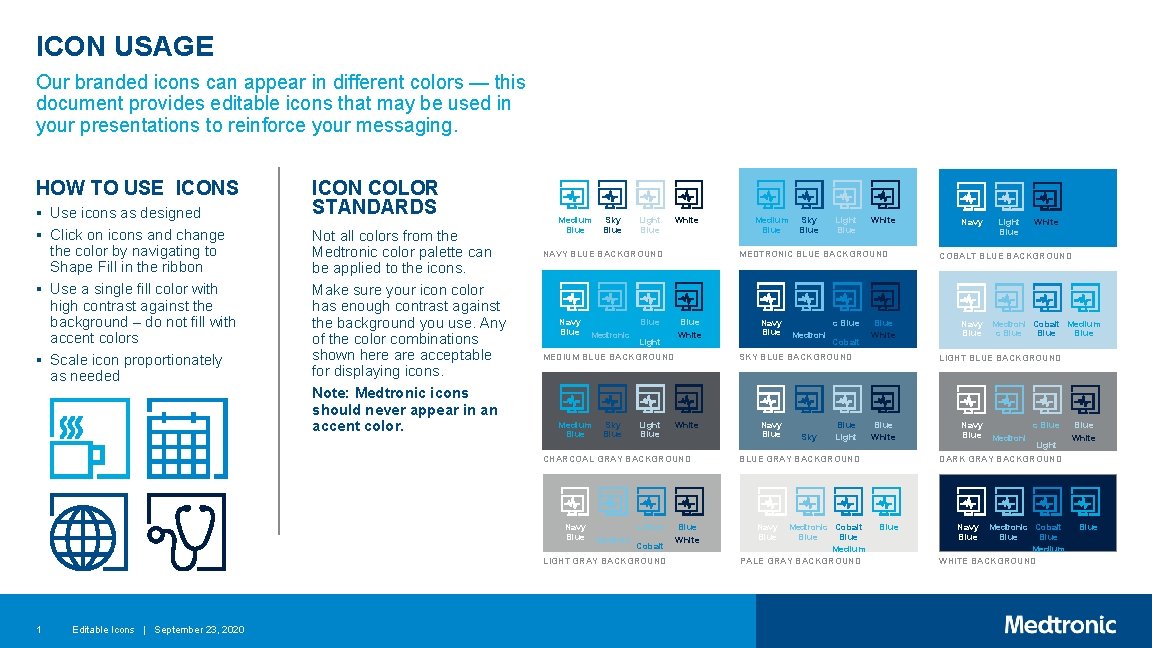 ICON USAGE Our branded icons can appear in different colors — this document provides