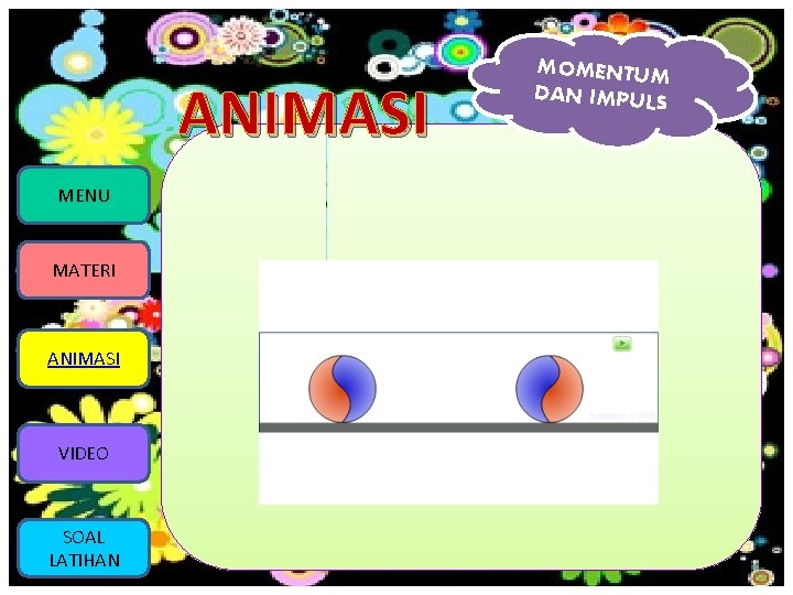 ANIMASI MENU MATERI ANIMASI VIDEO SOAL LATIHAN MOMENTUM DAN IMPULS 