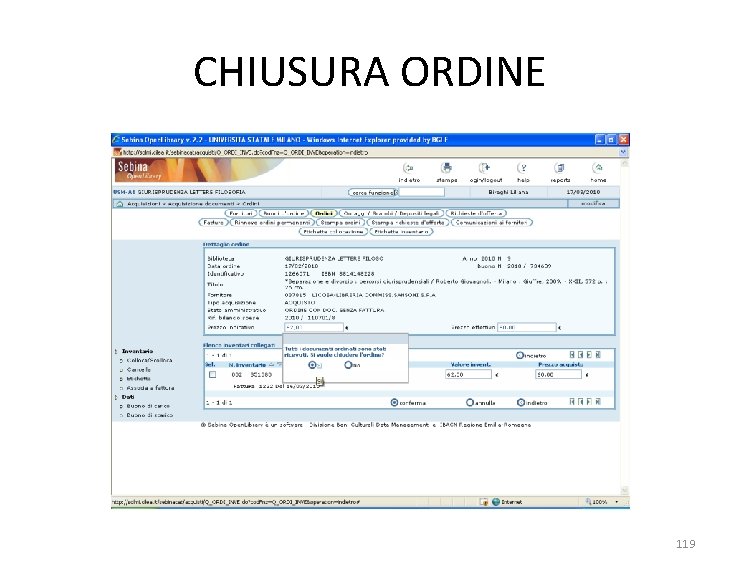 CHIUSURA ORDINE 119 